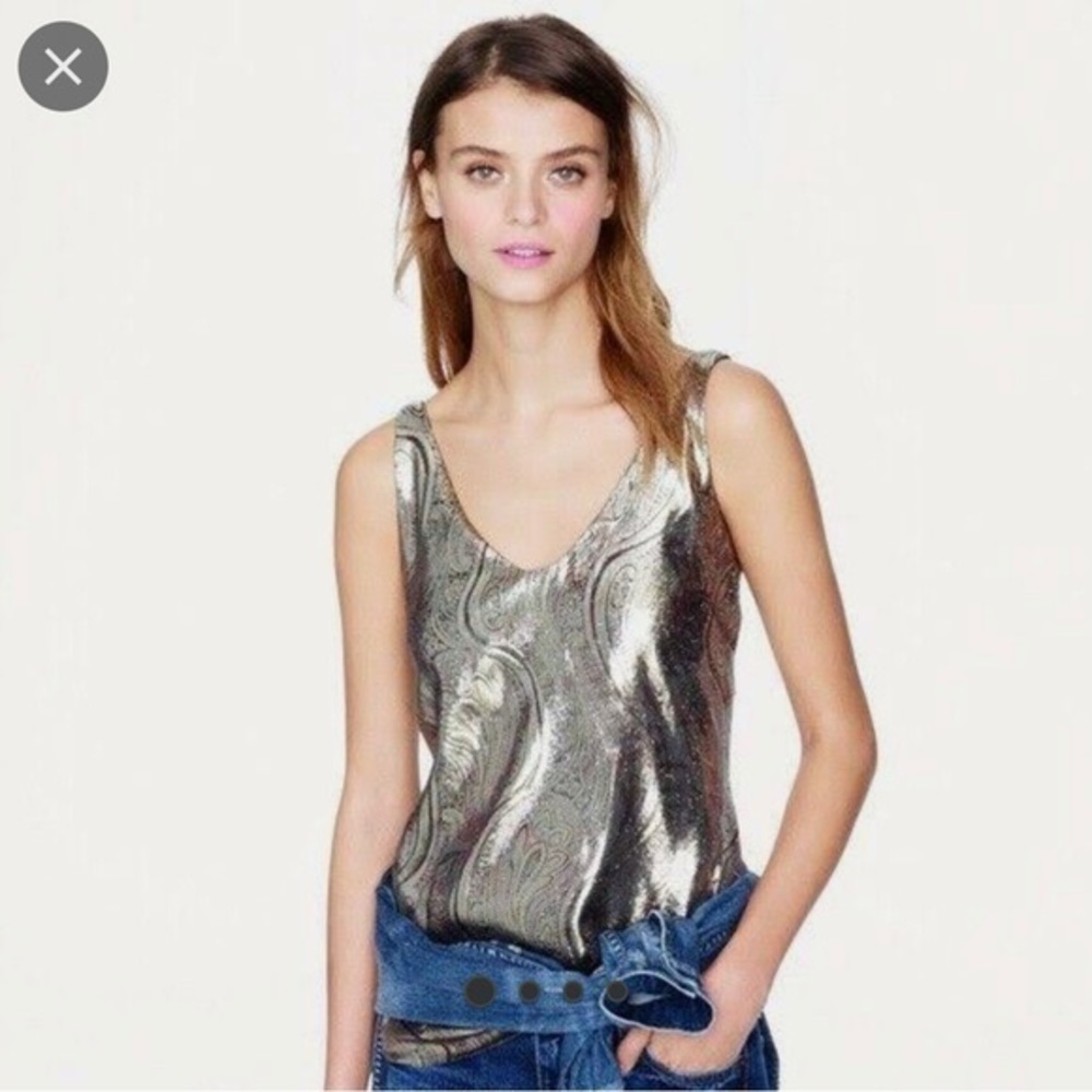 J Crew Women’s Cami Metallic Paisley Top Size 4